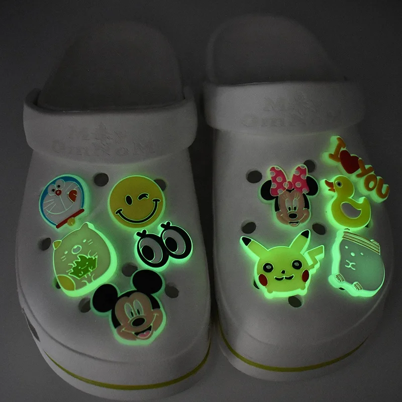 

Cute Glow in the Dark PVC Different Shape Shoes Charms for Clog shoes Bracelet Wristband Party Gifts, As picture