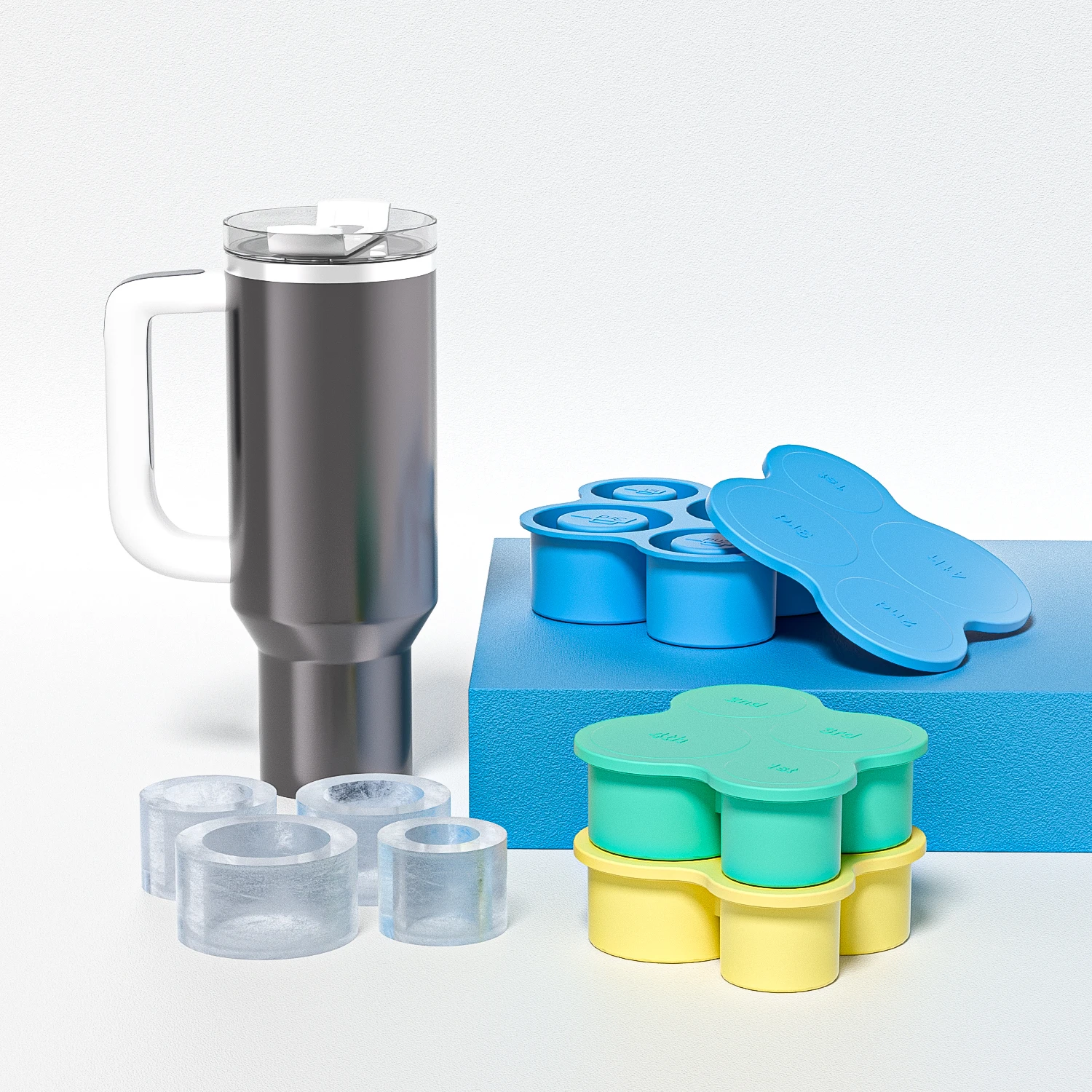 Custom Logo Eco-Friendly 30 Oz-40 oz Silicone Hollow Cylinder Ice Cube Tray for Stanley Tumbler Cups Compatible