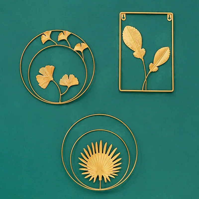 

2021 Home Decor Multiple Style Sofa Background Wall Decoration Modern Living Room Wall Decoration Luxury Gold Round Metal Leaf