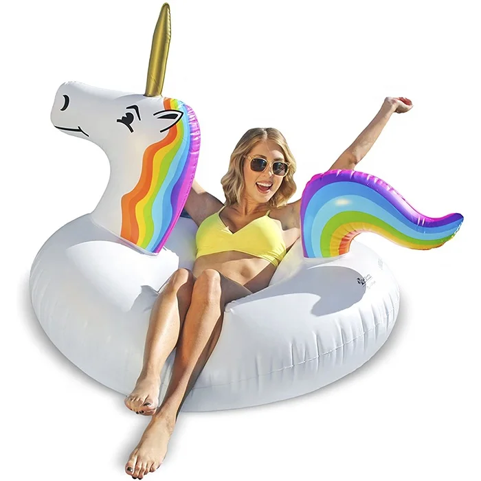 

Rainbow Inflatable Unicorn Floating pool for adult, White