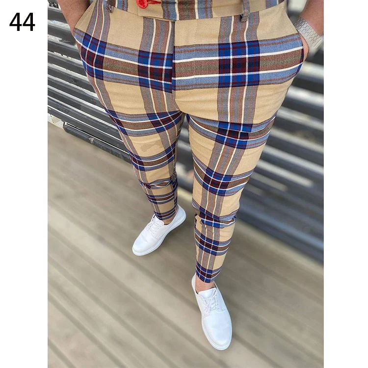 

2022 spring new slim men's checked trouser men's trousers skinny men's suit pant blazer trouser, Picture