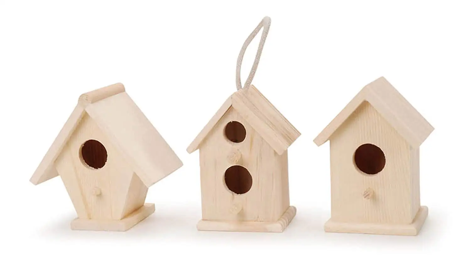 Wholesale Unfinished Natural Wood Decorative One Hole Wooden Birdhouse