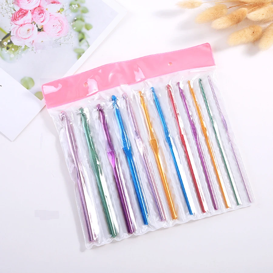 

Needle manufacturer wholesale 12pcs aluminum crochet hook set knitting needles