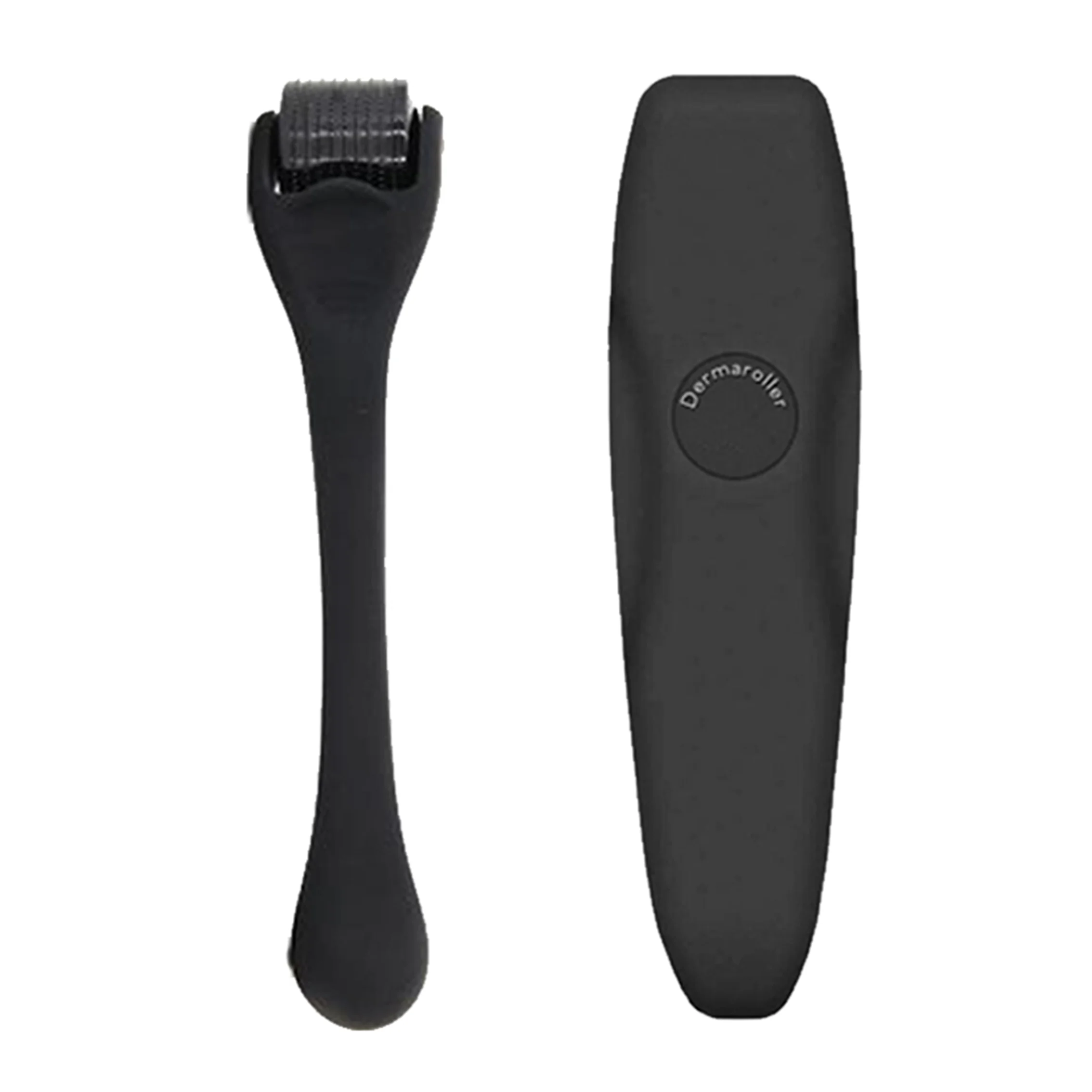 

Custom Matt Black Microneedling Derma Roller System 0.3 1 0.5 mm Medical Real Needle Hair Beard Growth Dermaroller 540 for Men