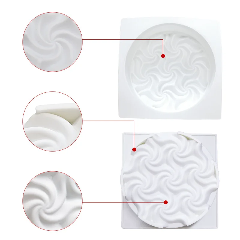 

0197 DIY 6 inch spiral flower mousse cake French dessert cake baking silicone mold, White