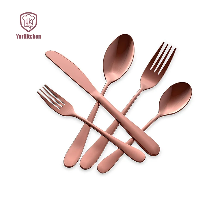 

Stainless Steel Dishwasher Safe Copper Color Flatware Set Rose Gold Silverware Set Utensils