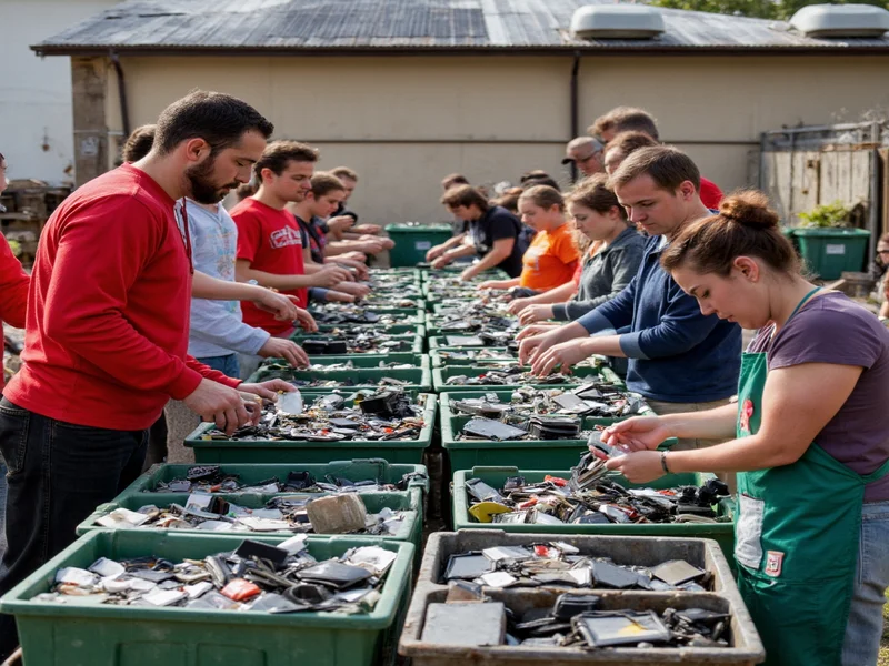 Community members sorting e-waste components for Pico projects
