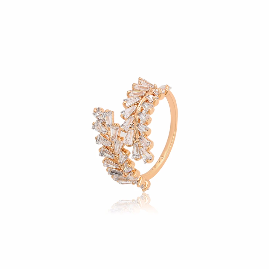 

S00132817 Xuping Jewelry Charm Jewelry Leaf Style with diamond set 18K gold Ladies open ring adjustable ring