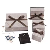 grey velvet jewelry box dark brown ribbon bowknot gift box for jewelry packing