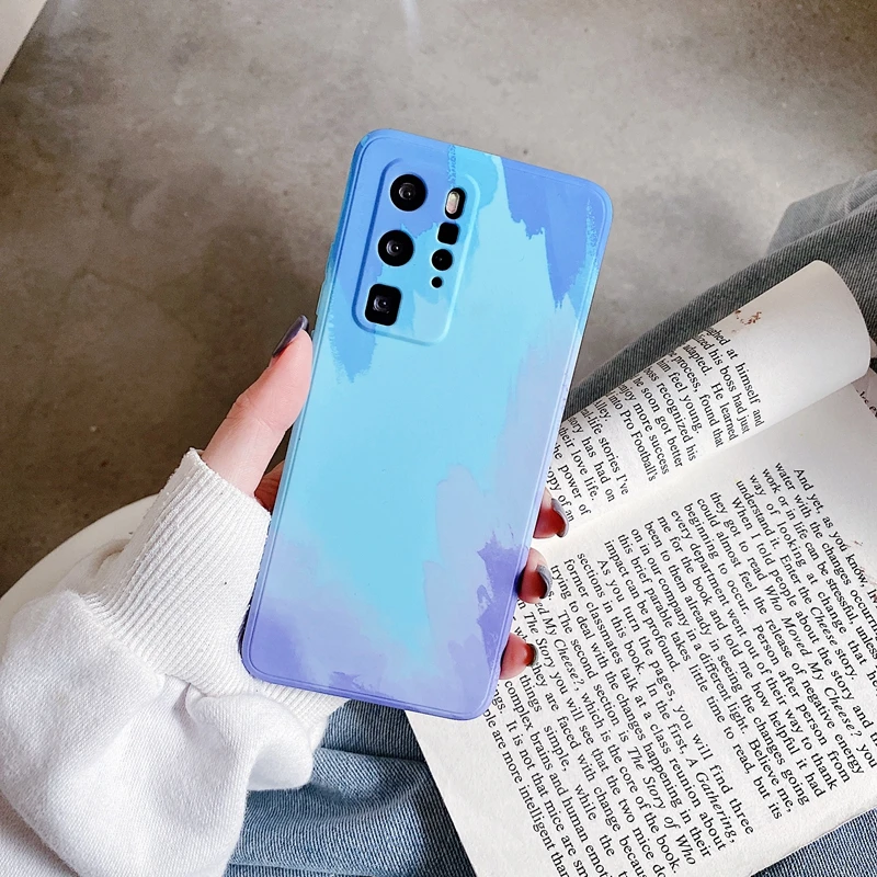 

Luxury Paint Colorful Gradient Soft Liquid Silicone Cover Case For Huawei P40 Pro Mate 40 Pro P40 Lite 12 Pro Max