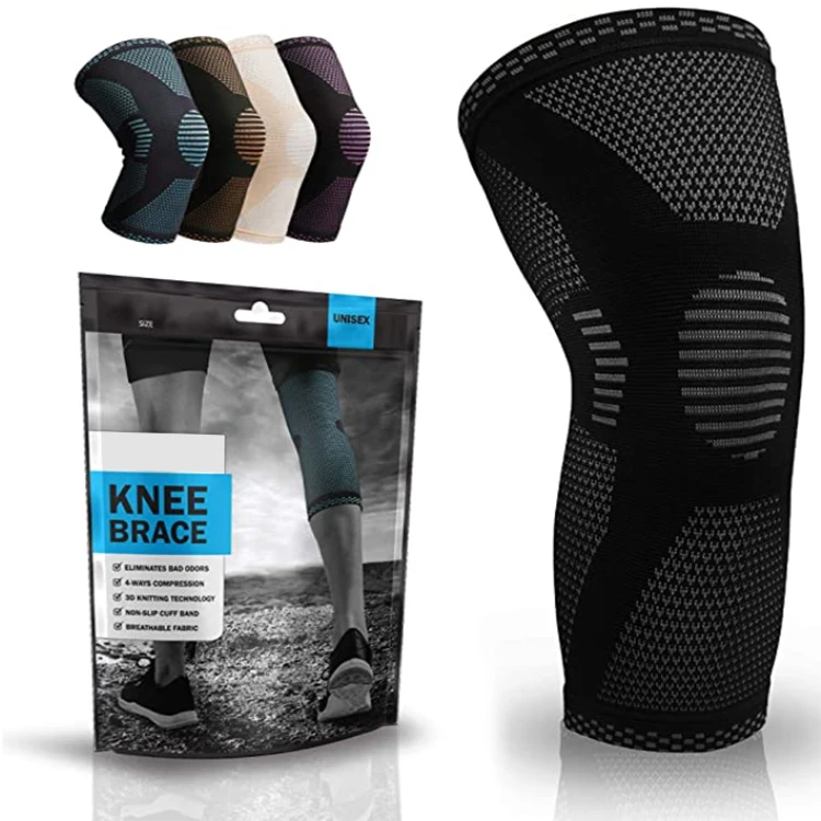 

HX-202#3D nylon spandex elastic knit compression knee brace support Hot sale products, Customized color