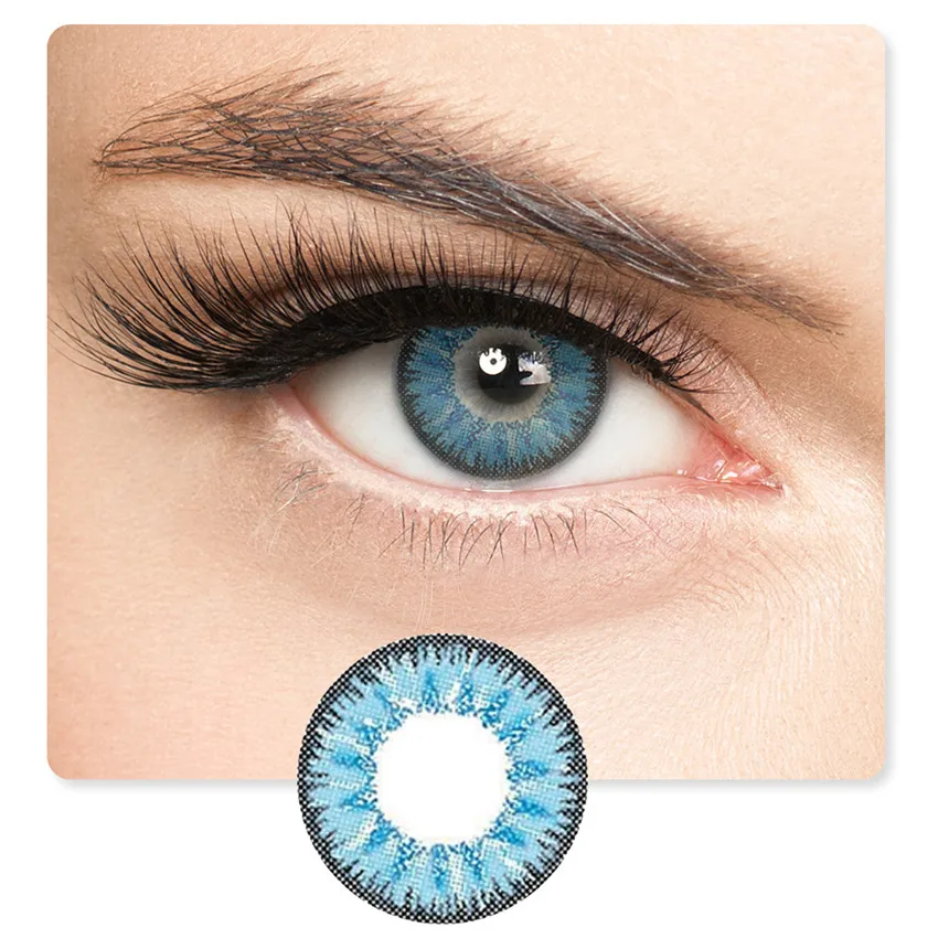 

Shipping free Wholesale best contact lens natural blue colors soft cosmetic Colored Contacts Yearly Contact Lens with case, 7 colors