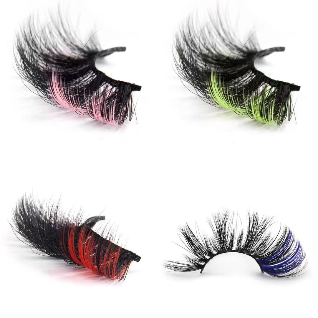 

Party lashes 3D Handmade Colorful Lashes mix color 100% Real Mink Cruelty Free Sexy Wispy Rainbow Colored Eyelashes, Natural black