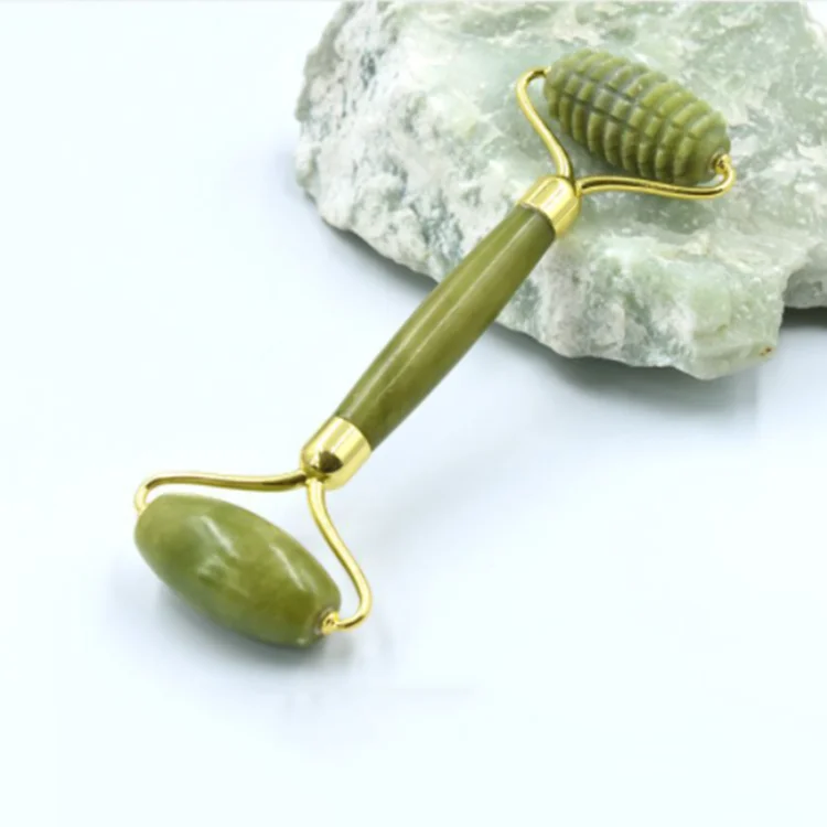 

Best price natural green Xiuyan jade roller in Multi-Functional guasha slimming facial massager xiuyan green jade roller