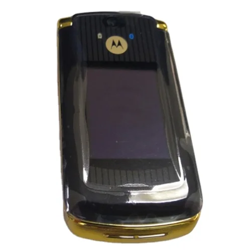 

Free Shipping For Motorola v8 GSM Mobile Phone Luxury Gold Unlocked phone Sim for motorola razr V8 flip mobile 512MB