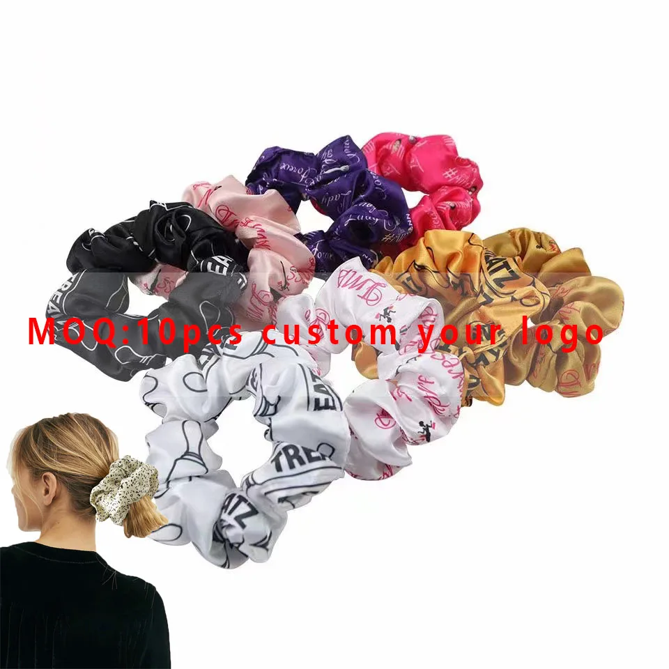 

10pcs custom logo Elastic Hairbands Ladies Hair Accessories for wig, Black white colored multi