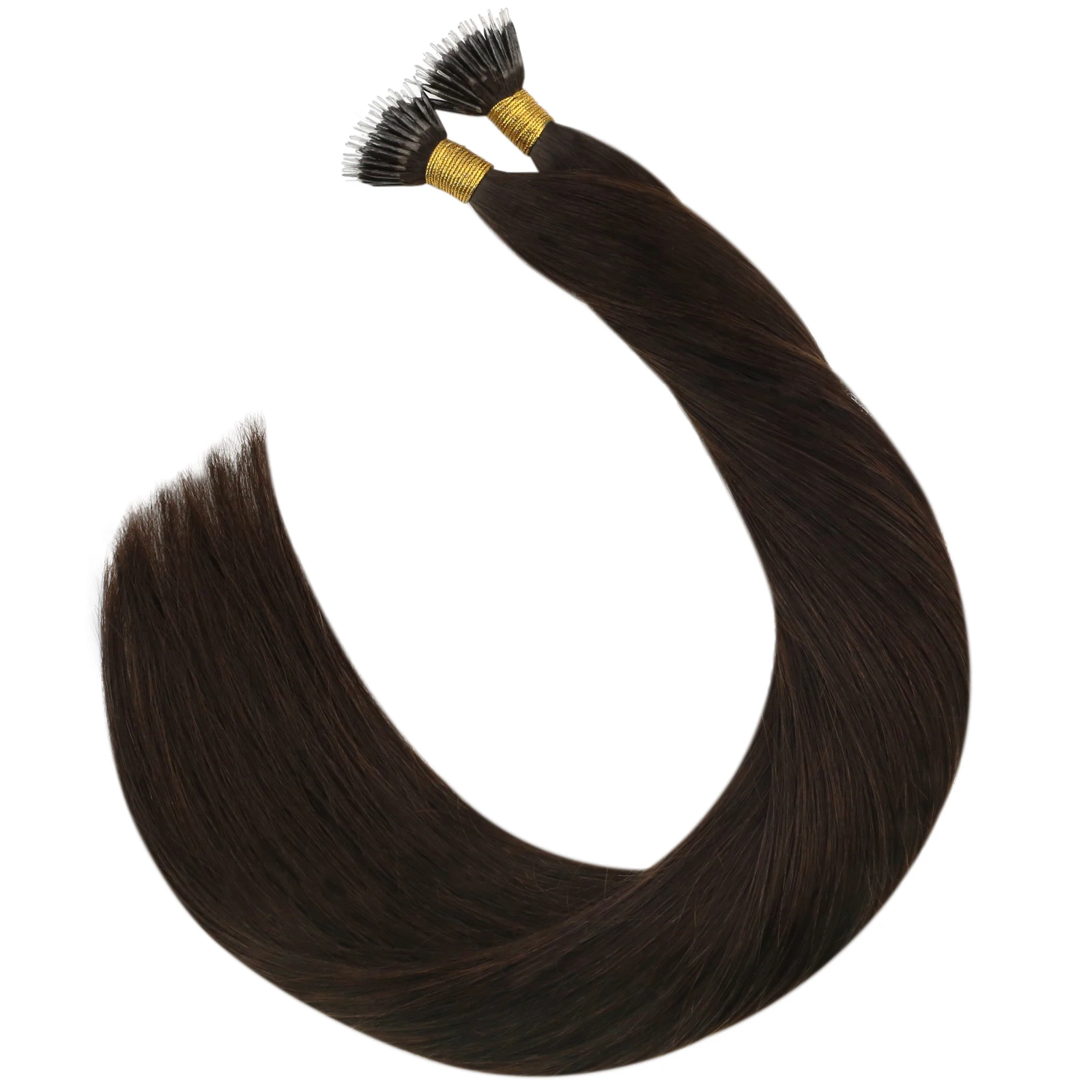 

Moresoo Chocolate Brown Hand-tied Weft Hair Extensions Natural Straight Seamless Weft Russian Hair, #4 chocolate brown