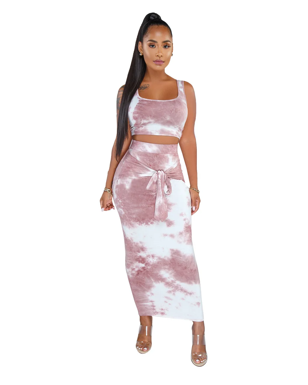 

2020 New arrivals summer collection women sexy sleeveless and skirt fashion two piece set women clothing