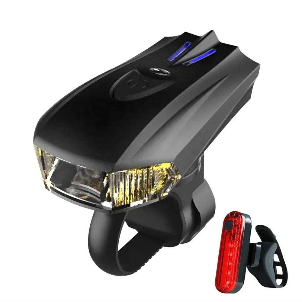 

Smart usb bicycle light bright rechargeable mountain bike light set bike light, Black