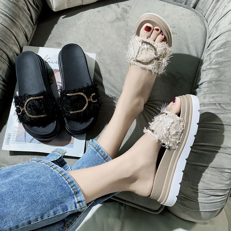 

2021 Summer Hot Sale Slipper leisure Comfort Casual Shoes Women Appearance Fashion Slipper Korean Thick Bottom Slipper