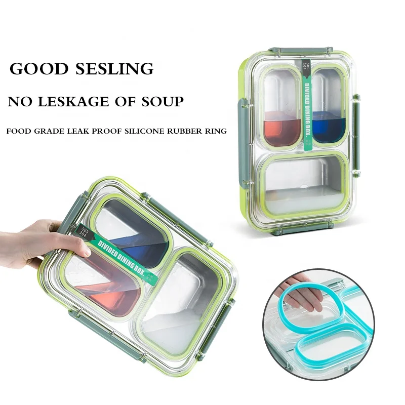 

Hot sale 3 to 4 Compartment 304 stainless steel bento Lunch Box