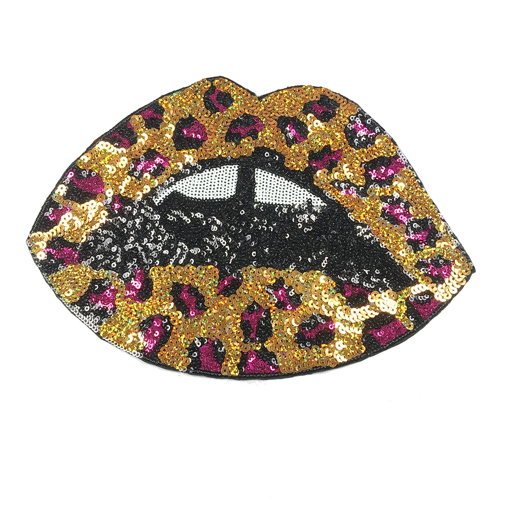 

Embroidered Lips Sequin Patches, As picture