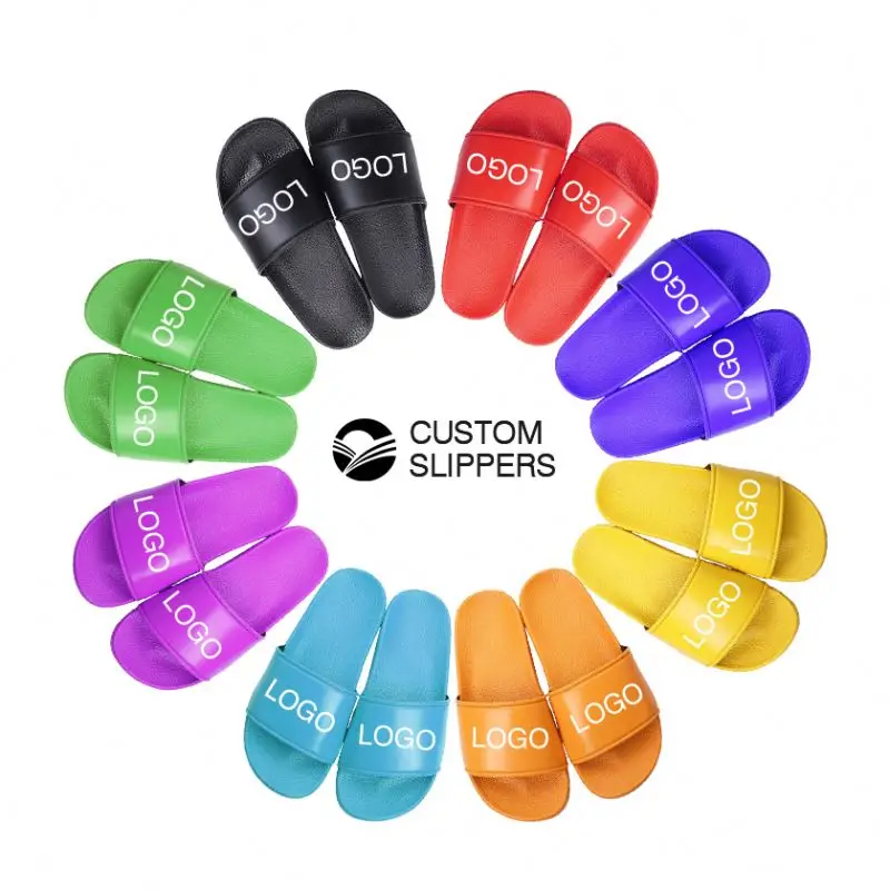 

Wholesale Soft Printing Logo Outdoor Summer Pvc Slipper Customize Slide Sandal foot wear for men, As shown