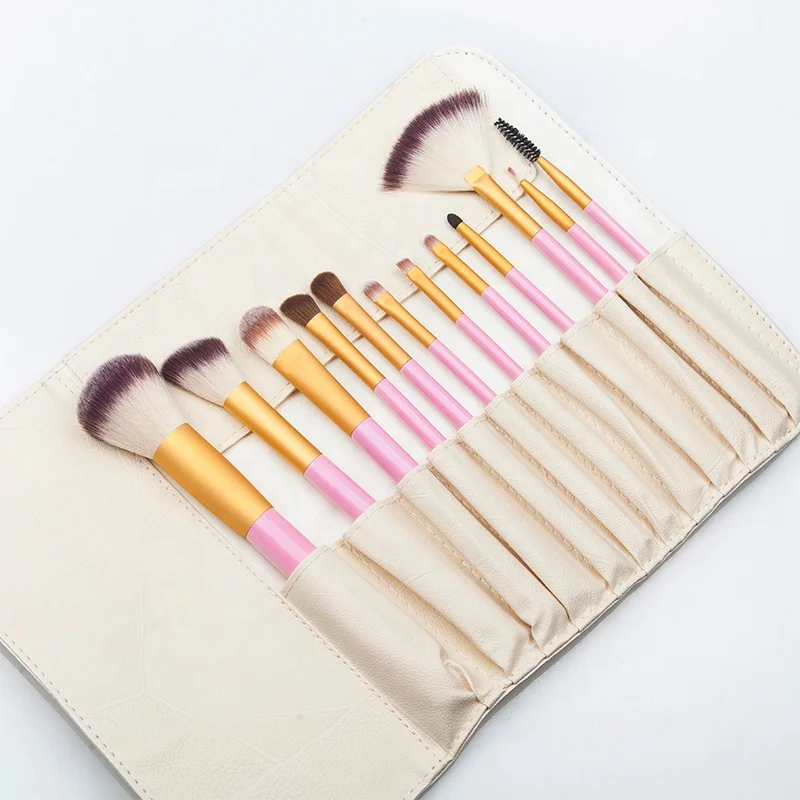 

DIAS 12pcs cosmetic vegan makeup brushes makeup brush kit private logo with bag, Pink