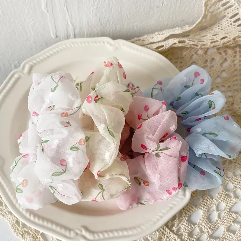 

fresh sweet style summer fabric printed hair scrunchies for lovely girl