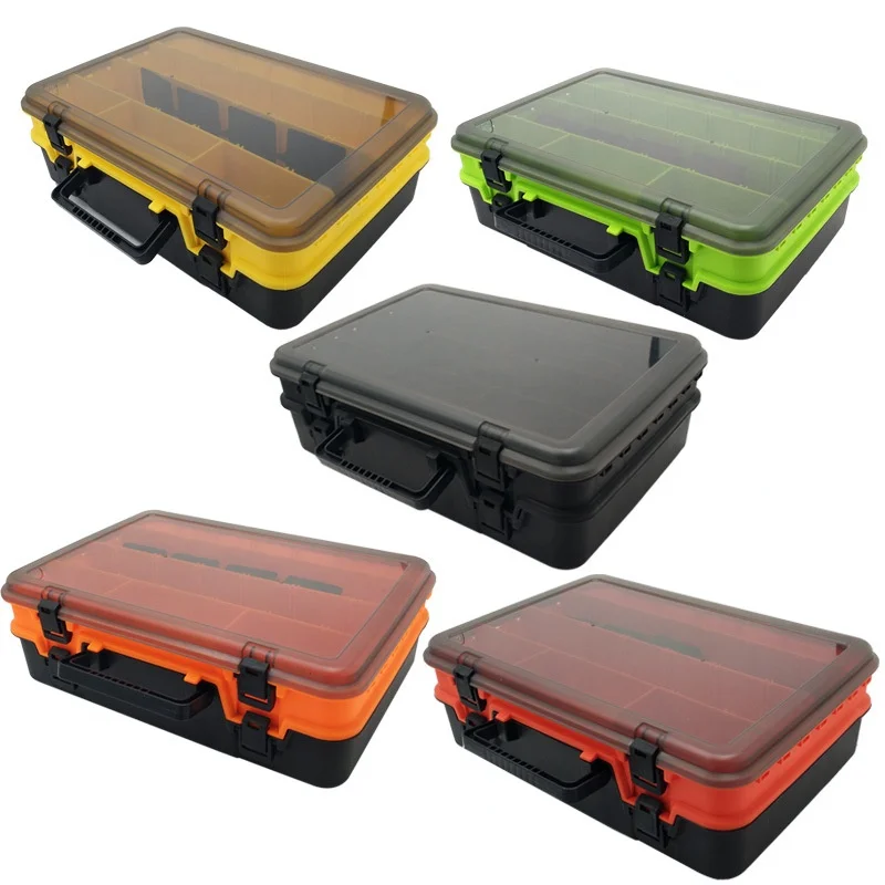 

Multifunction Hard Plastic Double Sided Storage Case Box Plastic Fishing Lure Hook Bait Fishing Tackle Lure Box, Orange