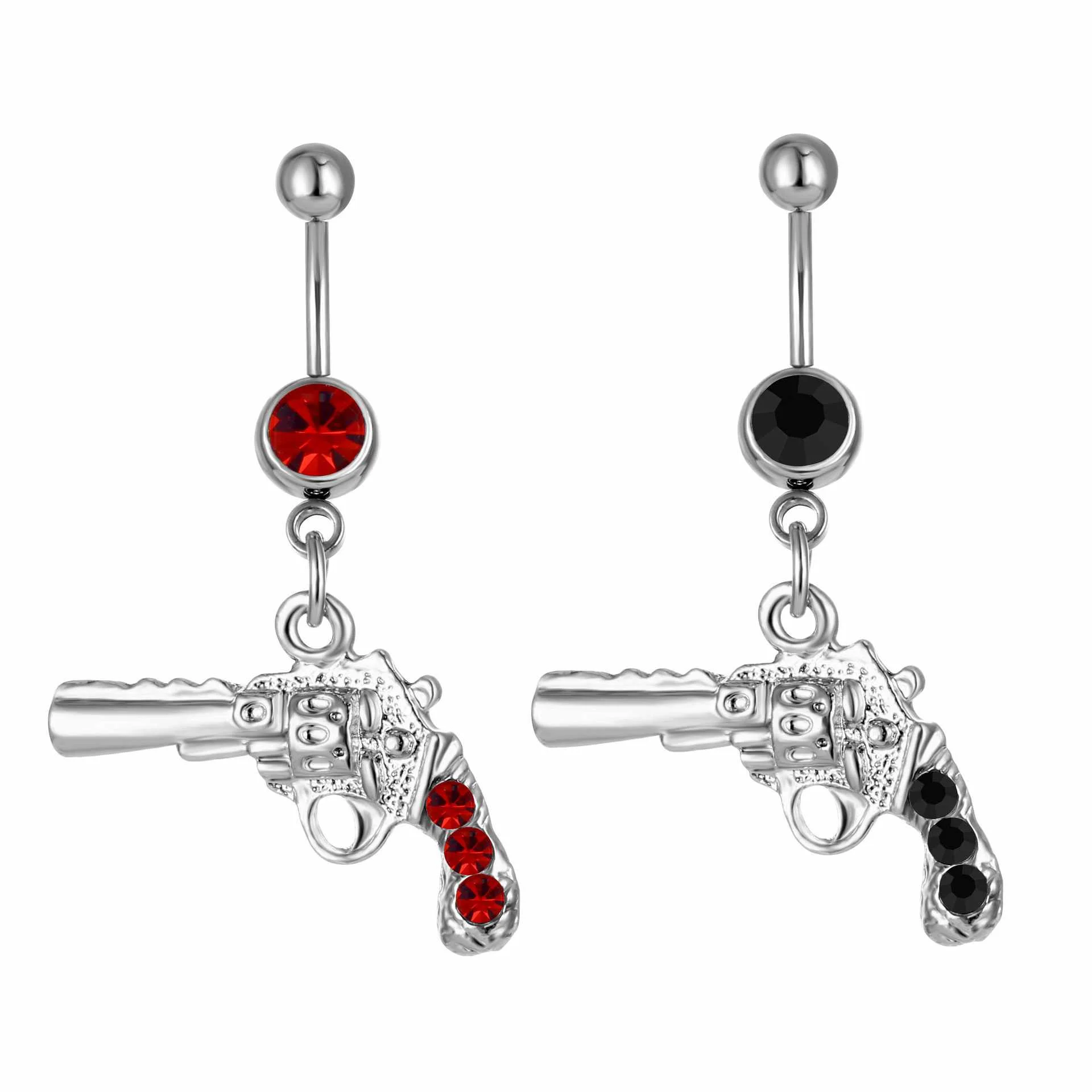 

European And American Human Body Piercing Accessories Toy Guns Geometric Small Pendant Zircon Navel Stud Belly Ring