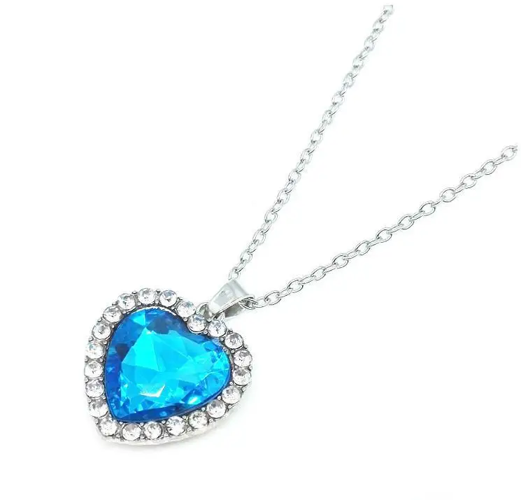 

Wholesale Cheap Jewelry Ocean Heart Series Fashion Crystal Alloy Pendant Necklace, Blue