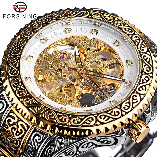 

Forsining 2021 New Arrive Skeleton Automatic Mechanical Luxury Outdoor Wristwatch Fashion Mens Watch Stainless Steel Retro Clock, 5-colors