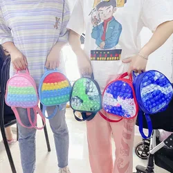 rainbow silicone adjustable shoulder real fidget push bubbles back pack school bag up pop it backpack for girls kid children
