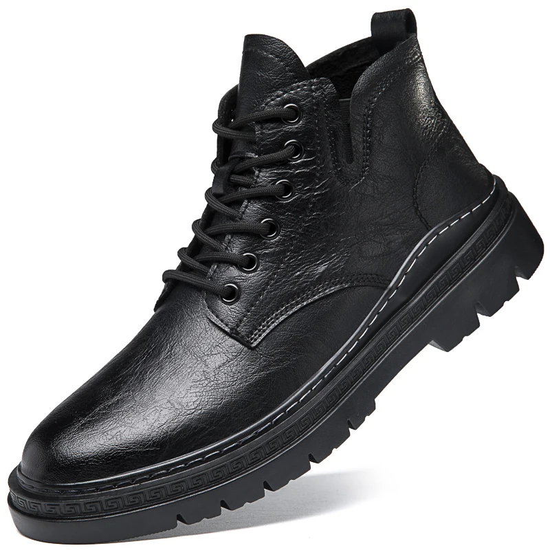 

OEM 2021 Genuine Leather Work Boots Classic Flat Boots Men Botas Waterproof and keep warm Ankle Boots