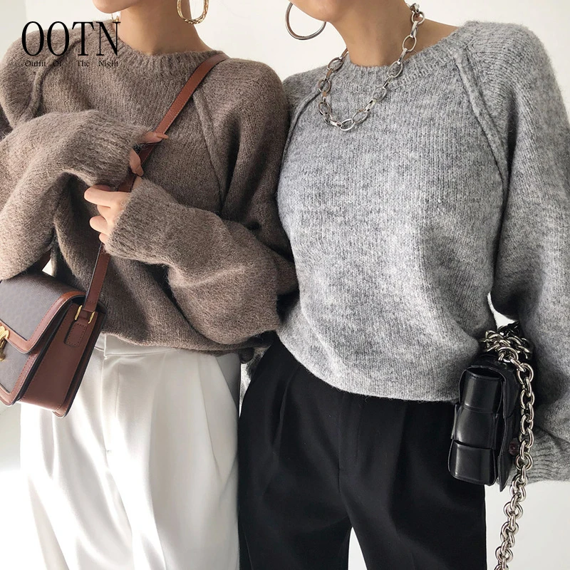 

OOTN Vintage Femininas Pullovers Tops Knitted Oversize Wild Fashionable Warm New 2022 Spring Winter Women Sweater