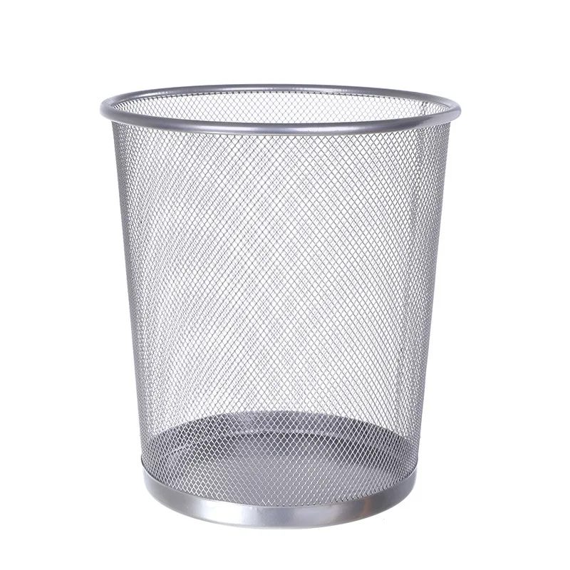 

High Quality Office Round Metal Mesh Waste Dust Trash Bin Basket Can-Large, Color