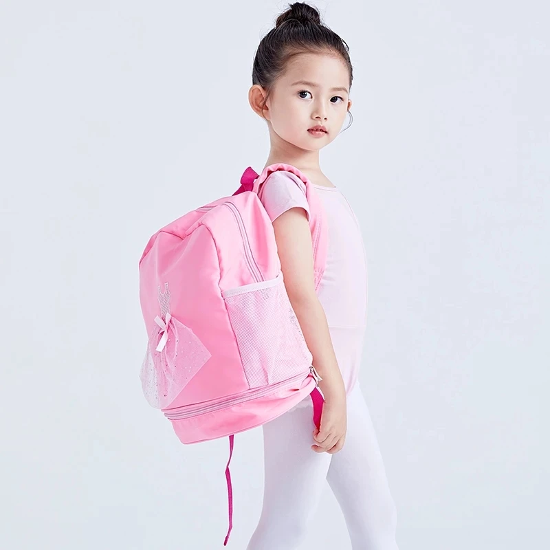 

Girls Ballet Dancing Backpack Pink Sequin Shoulders Bags Kids Princess Lace Stereo Embroidery Backpack