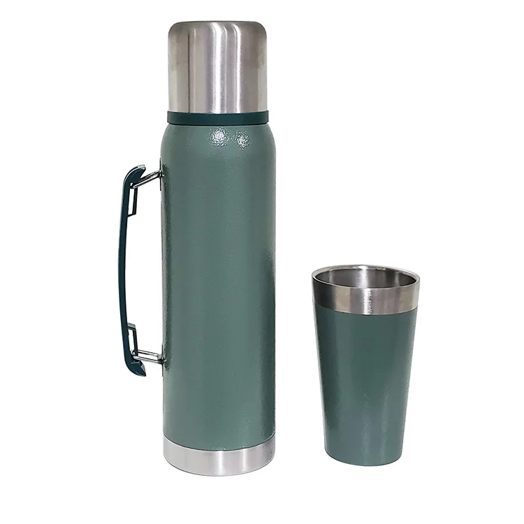 

Wholesale New Upgrade stanley thermos Portable Double - Walled stainless steel insulated vacuum water bottle with two lids, Customized