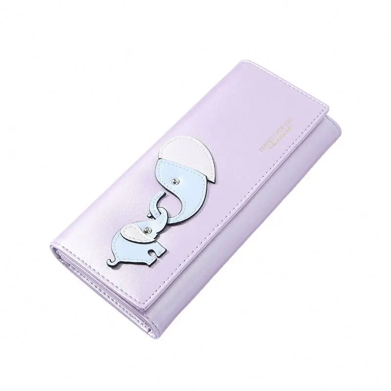 

AIYIYANG Cartoon Cute Style Student Card Coin Purses Elephant Pattern Hasp Long Wallet Women Carteras, Multi