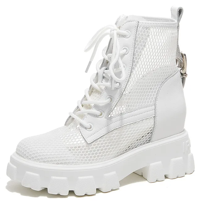 

2021 Summer Women's Boots Net Boots Square Toe High Heel Zipper Boots Sexy Black Lace-Up Square Heel Short Booties