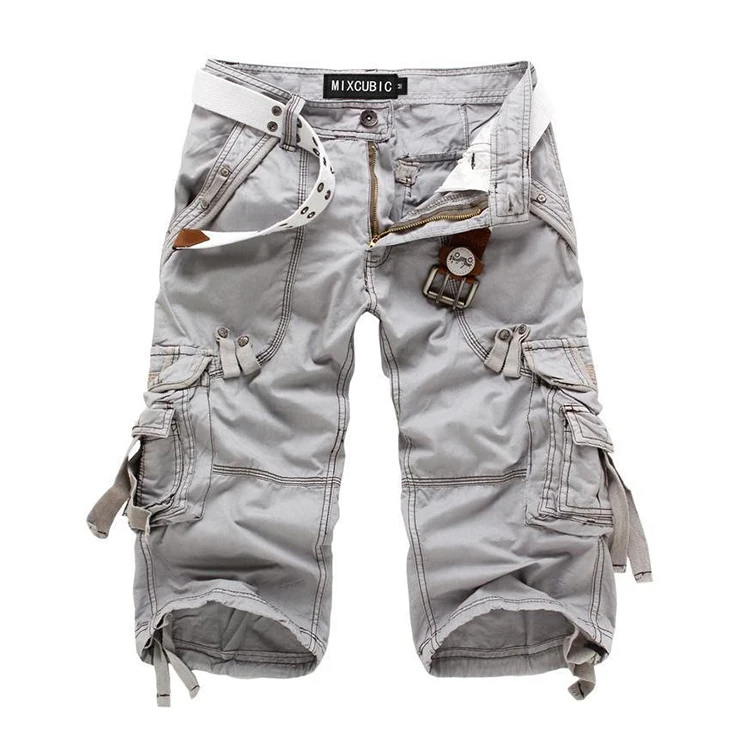 

Summer Male Camo Cotton Cropped Pants Men Solid Color Military Multi-Pocket Plus Size Shorts 42 44, Customized color