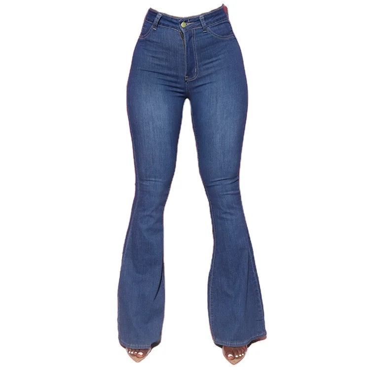 

2020 Hot Sale Autumn High-Waist Denim Trousers Women's Bootcut Pants Flare Women Tight Jeans, Black, dark blue, light blue, blue