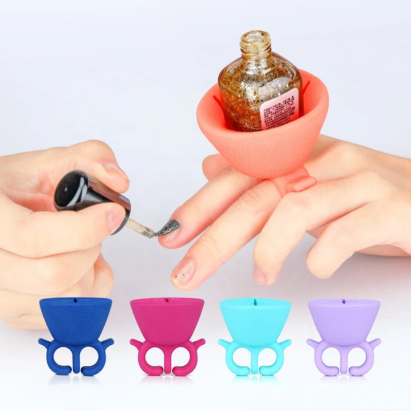 

Silicone Wearable Nail Polish Bottle Holder Ring Paint Your Finger Anywhere Fits All Nail Polish Bottle