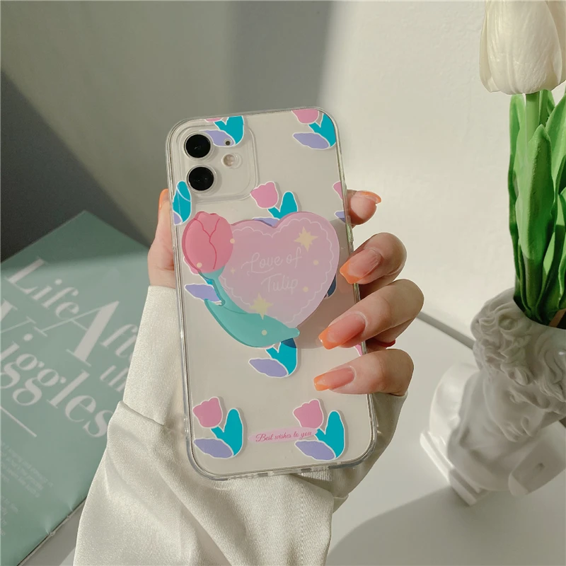 

tulip Bracket phone case cell phone case for iphone 12 phone cases desinger