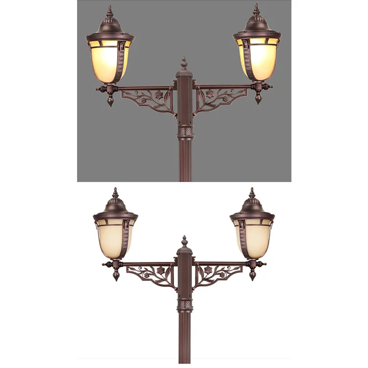 Hot selling outdoor vintage 2.5m-6m 2-5 heads aluminum yard lamp garden pole light for villa hotel street garden