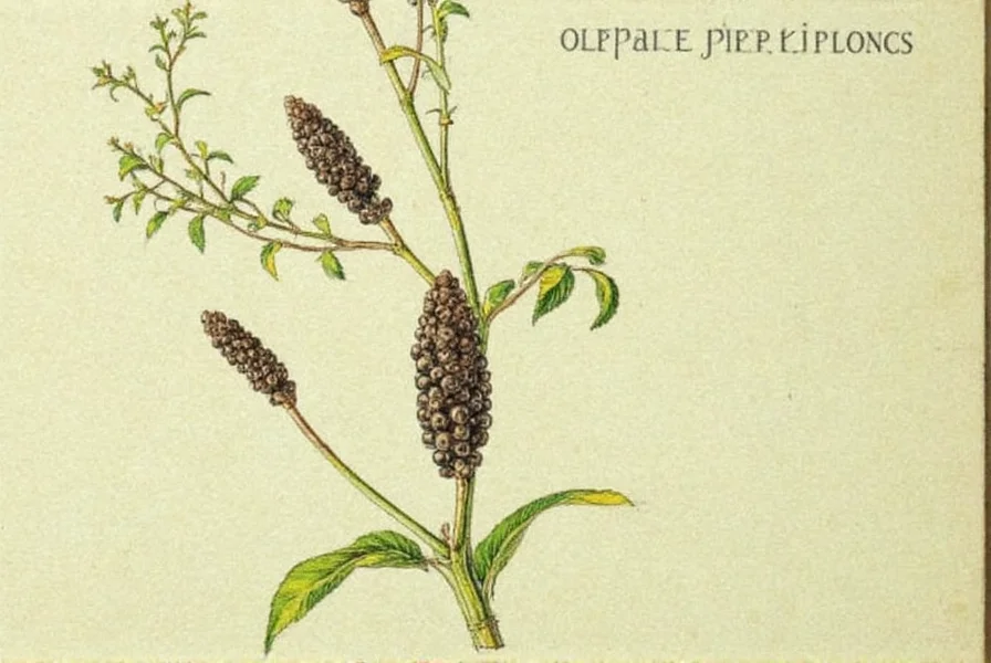 Piper nigrum plant with climbing vine, heart-shaped leaves, and peppercorn clusters at various maturity stages