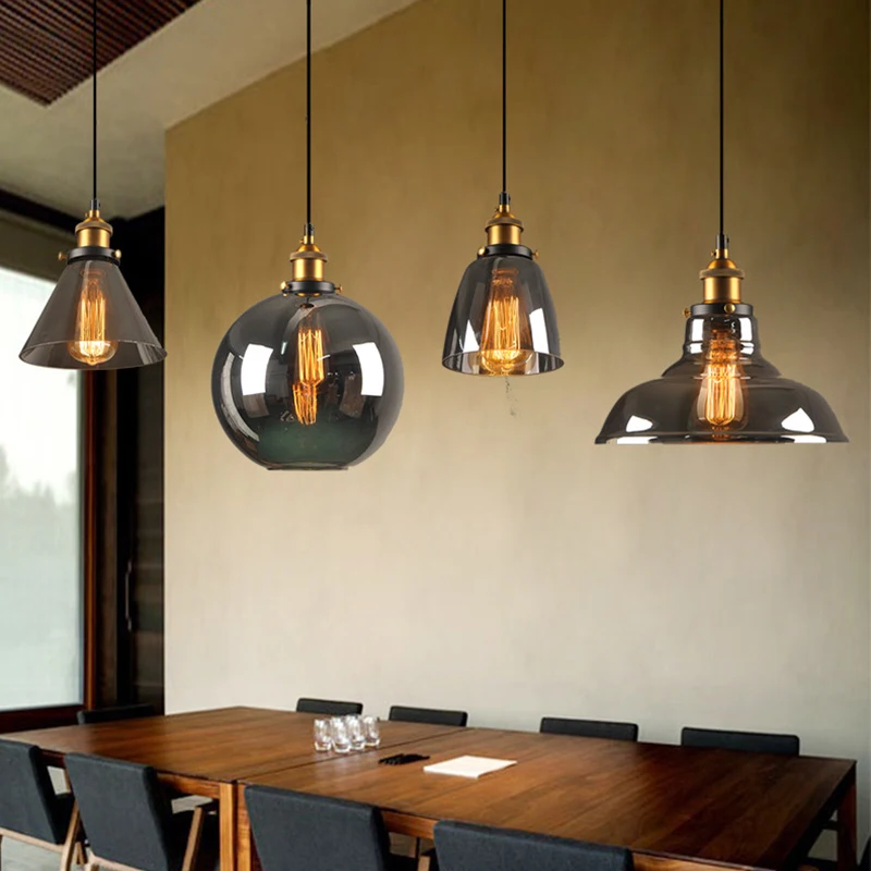 High Grade Metal Luxury Living Room Smoke Gray Glass Modern LED Chandelier Kitchen Pendant Lighting Over Island Bar