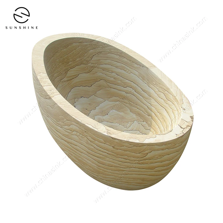 Genuine Sandstone Freestanding Soaking 2 Sided Skirt Bathtub Manufacturer