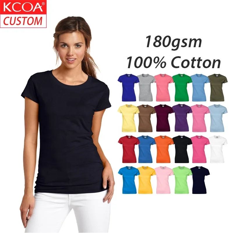 

KCOA Plain Color 180gsm Cotton Black t-shirt With Screen Printing, 23 colors or custom colors